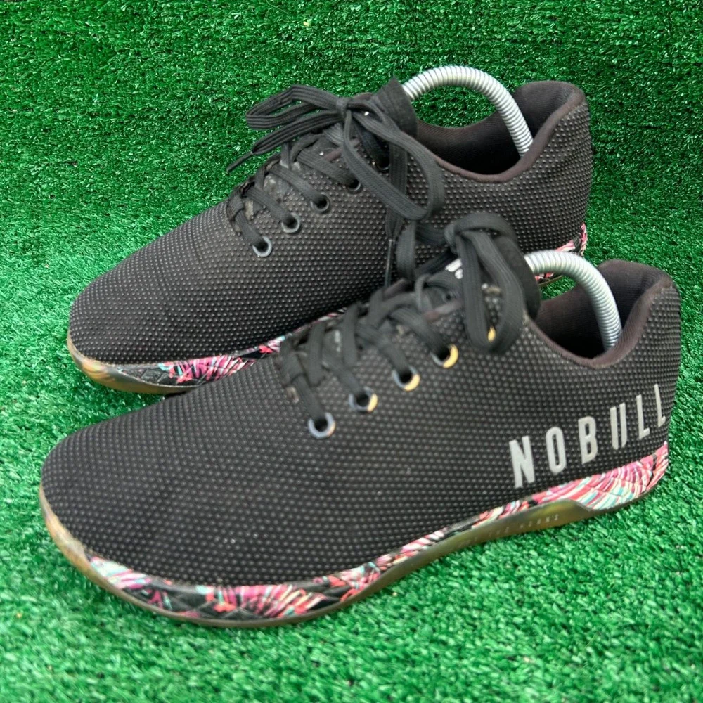 NOBULL SuperFabric Trainers Black Tropical Floral Men 8.5 Women 10 Training Shoe